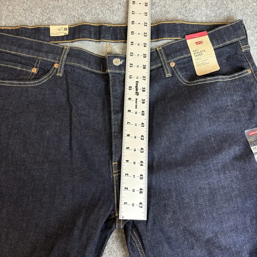 Levi Jeans Mens 48x30 Athletic Taper Dark Wash Blue Denim Stretch New With‎ Tags